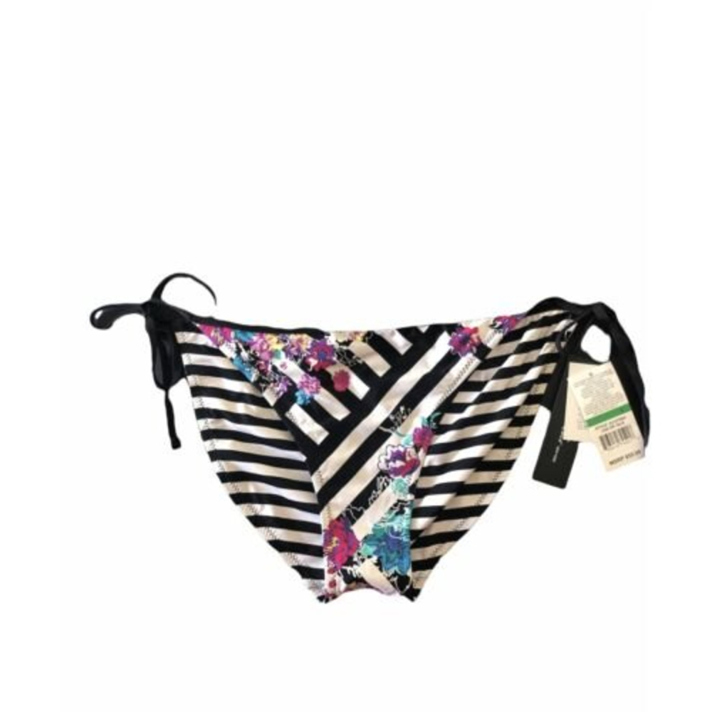 NWT $55 Kenneth Cole Womens Black White Reversible Bikini Bottoms Size Large
